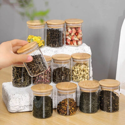 6/12Pcs Bamboo Lid Jars - My Store